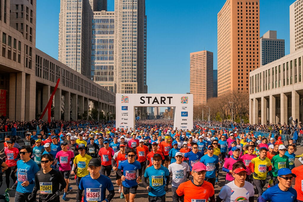 Corredores en la salida de la Maratón de Tokio